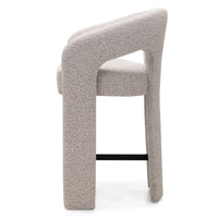 Castelo barstol – buet design i beige/grå tekstil med armlener