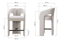 Castelo barstol – buet design i beige/grå tekstil med armlener