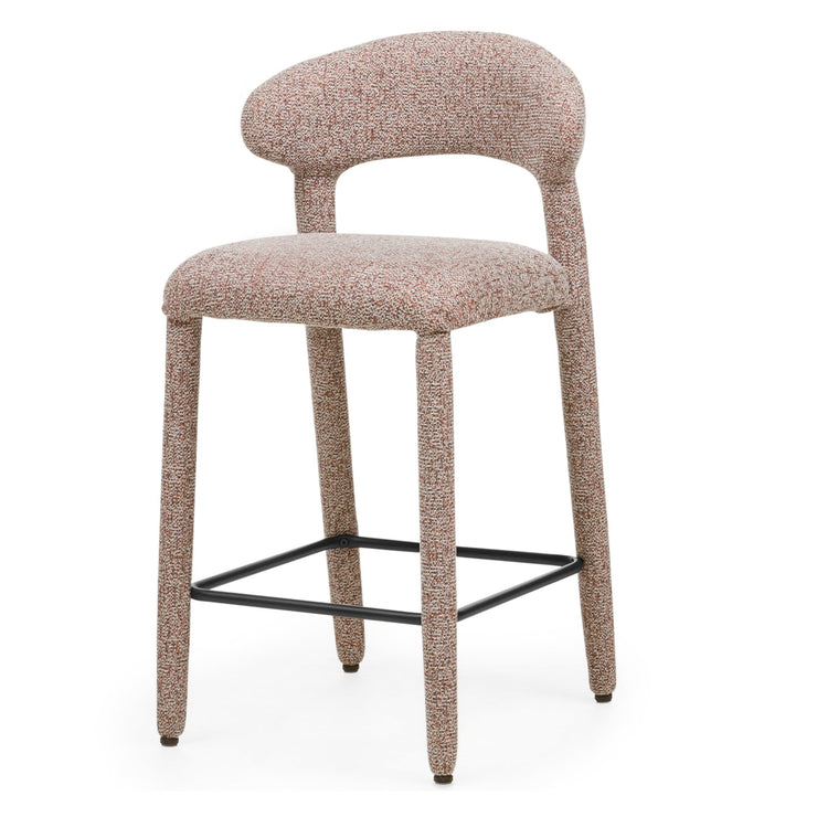 Barkrakk Hiroki – polstret / beige og bordeaux melert (sett med 2 stk.)