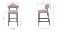 Barkrakk Hiroki – polstret / beige og bordeaux melert (sett med 2 stk.)