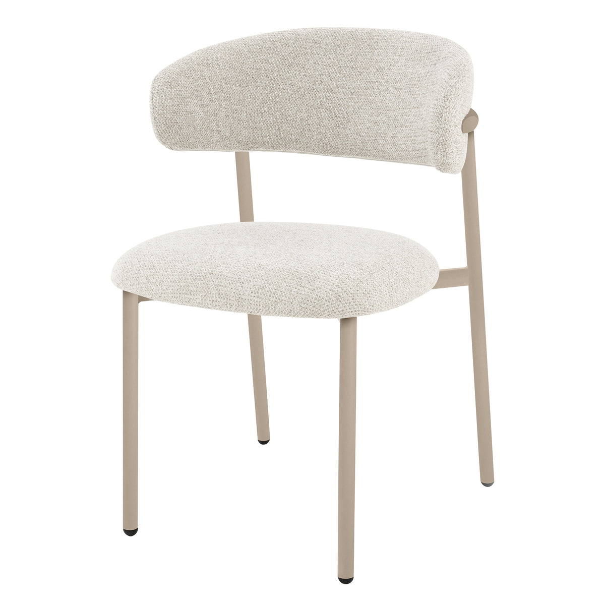 Fresno spisestuestol – beige, polstret med avrundet rygg