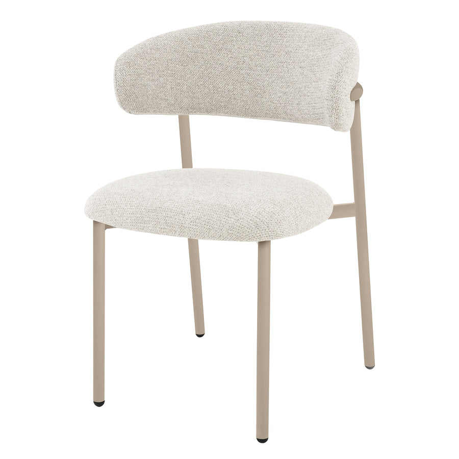 Fresno spisestuestol – beige, polstret med avrundet rygg