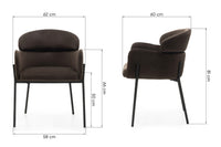 Granda spisestol – velvet espresso med armlene
