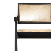 Spisestol FREJA Svart / Natur Rattan