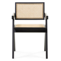Spisestol FREJA Svart / Natur Rattan