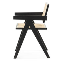 Spisestol FREJA Svart / Natur Rattan