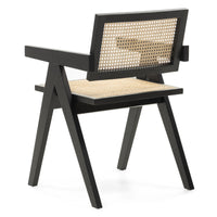Spisestol FREJA Svart / Natur Rattan