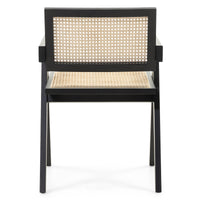 Spisestol FREJA Svart / Natur Rattan