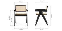 Spisestol FREJA Svart / Natur Rattan