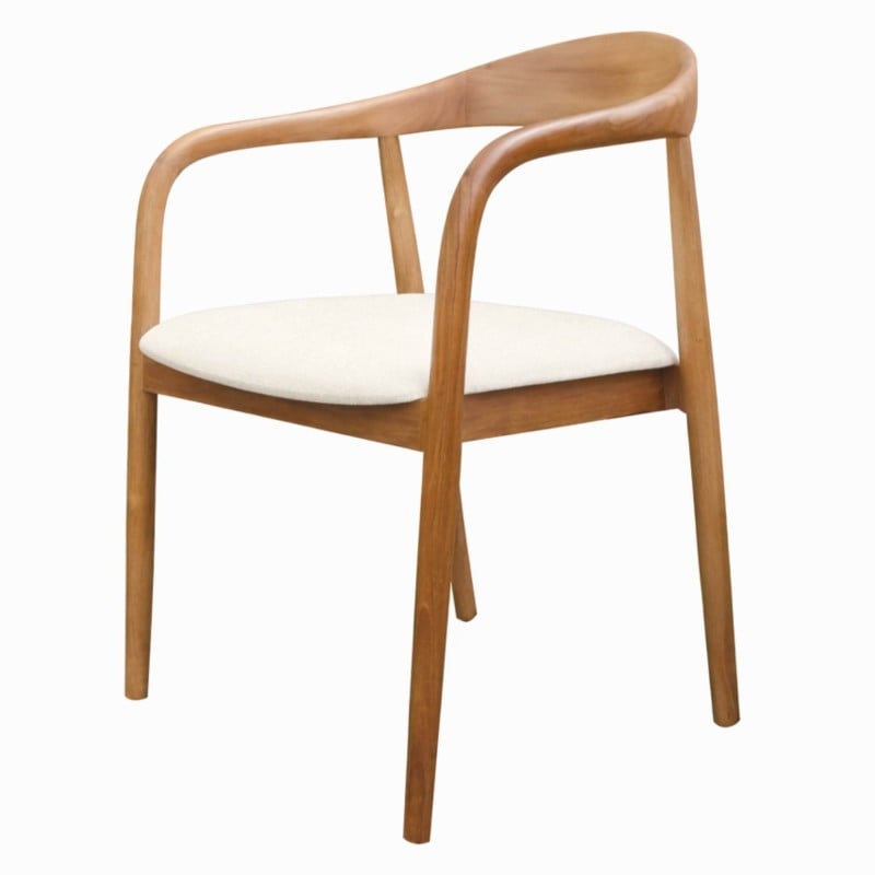 Ludvika 2.0 Spisestol – Teaktre & Cream Anti-Stain Stoff