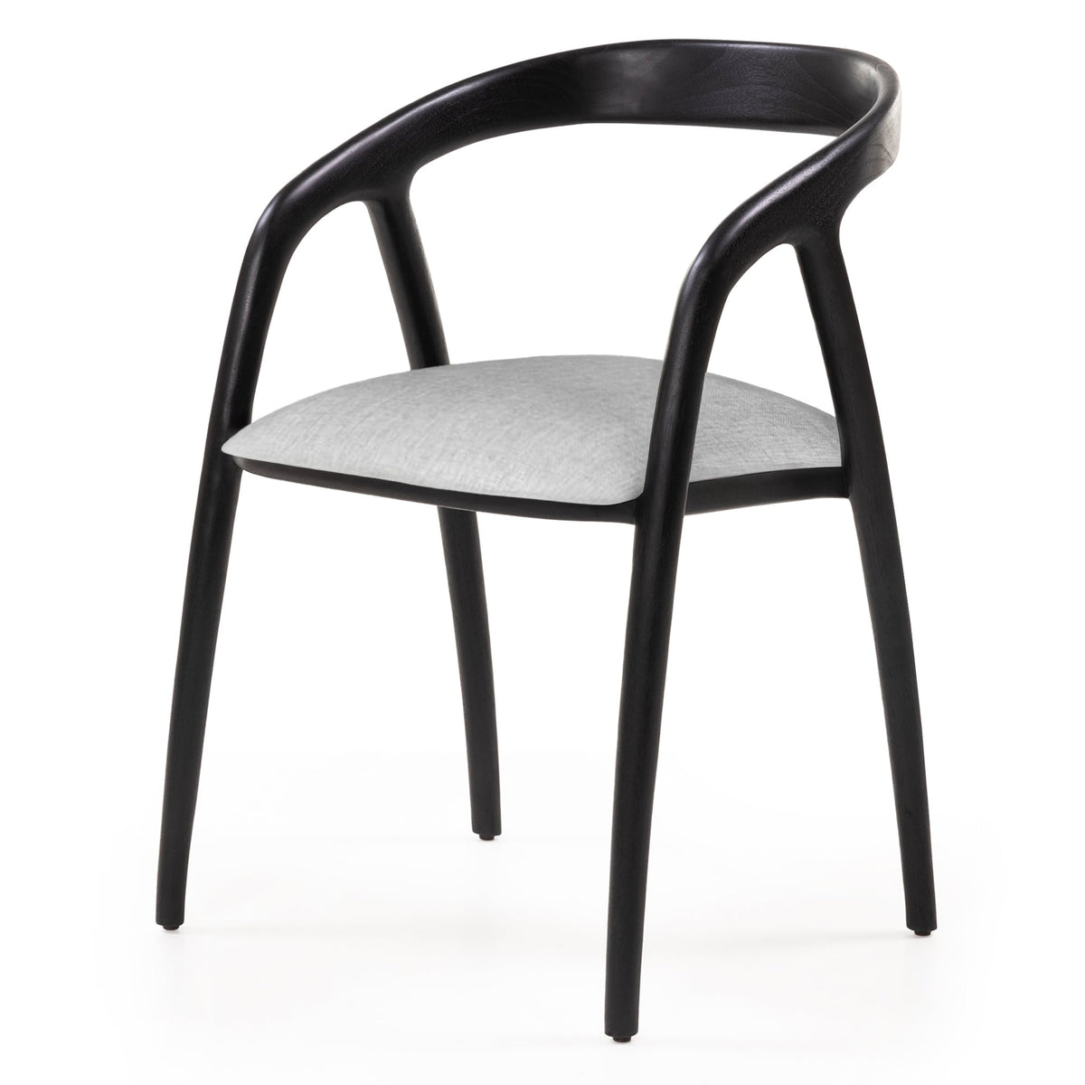 Sande spisestol – sort teak og lys beige tekstil