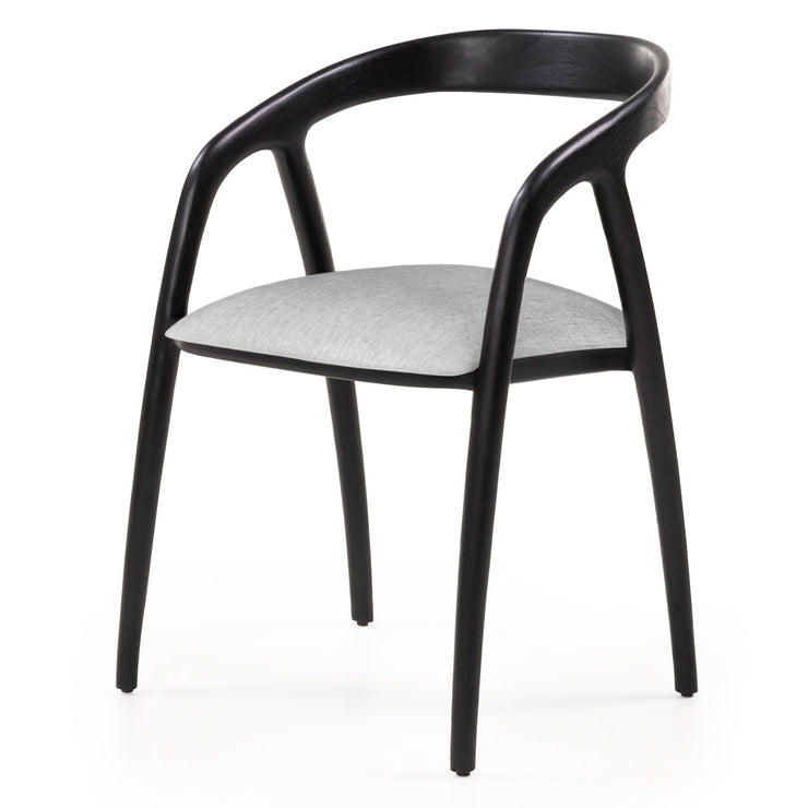 Sande spisestol – sort teak og lys beige tekstil