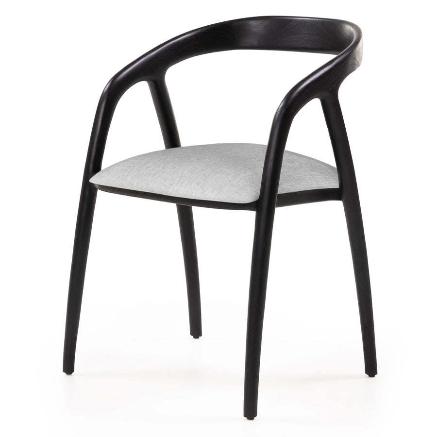 Sande spisestol – sort teak og lys beige tekstil