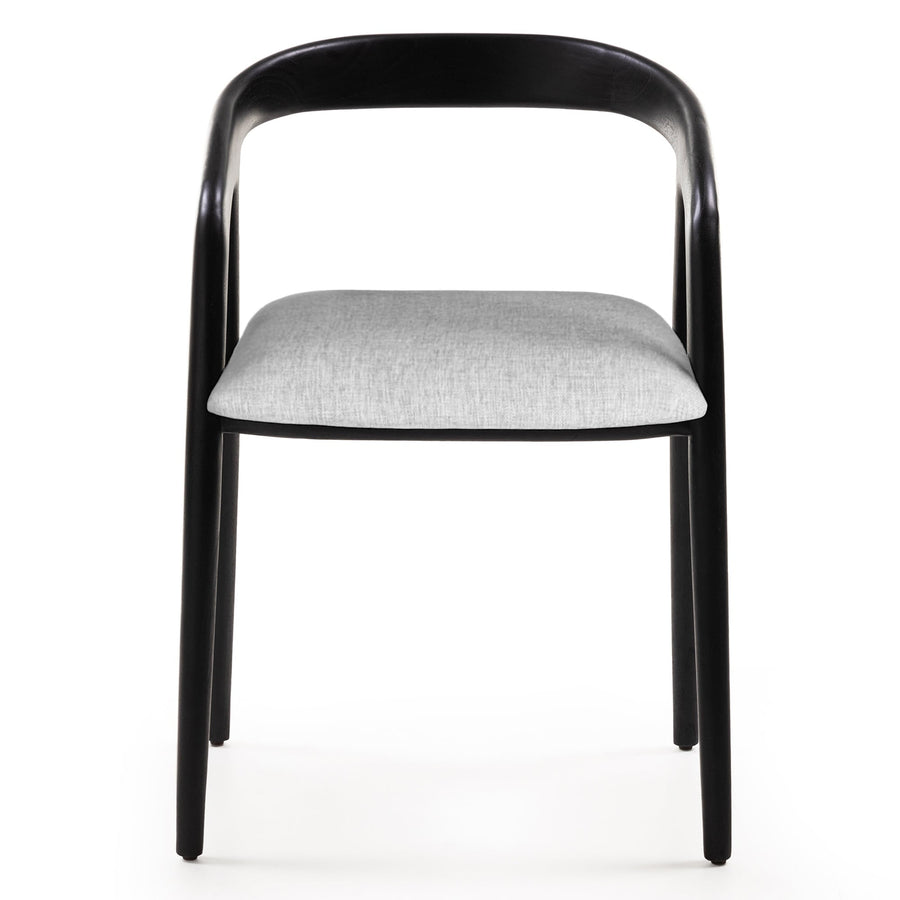 Sande spisestol – sort teak og lys beige tekstil