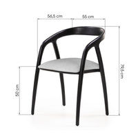 Sande spisestol – sort teak og lys beige tekstil