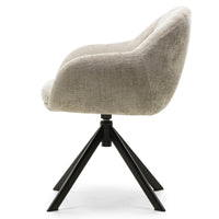 Santos Spisestol med Sving – Lysebeige Stoff og Sorte Metallben