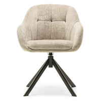 Santos Spisestol med Sving – Lysebeige Stoff og Sorte Metallben