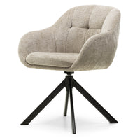 Santos Spisestol med Sving – Lysebeige Stoff og Sorte Metallben