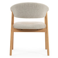 Capri spisestol – lys beige stoff med ben i heltre eik