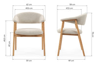 Capri spisestol – lys beige stoff med ben i heltre eik