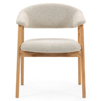 Capri spisestol – lys beige stoff med ben i heltre eik