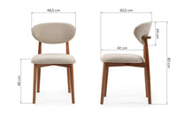 Merano spisestol – beige tekstil og eikeben i lys valnøtt