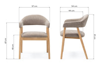 Stol Sorrento – eik / mørk beige (sett med 2 stk.)