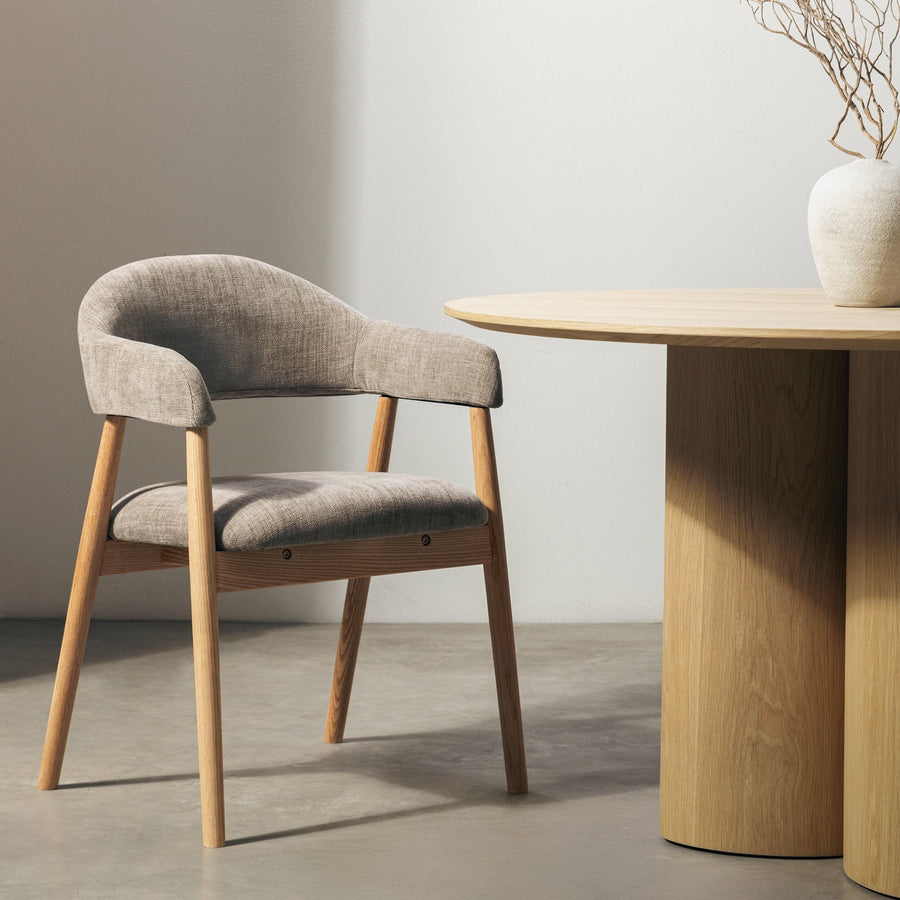 Stol Sorrento – eik / mørk beige (sett med 2 stk.)