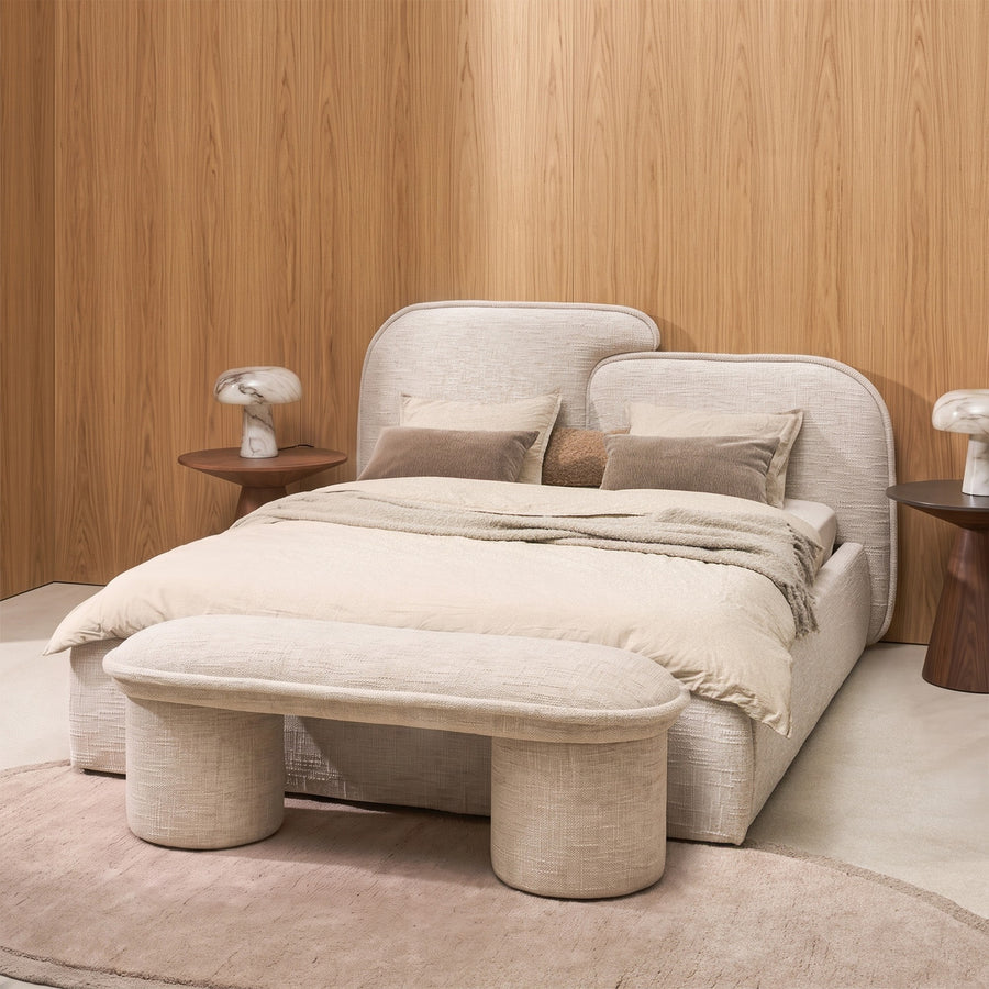 Polstret seng Nestia – lys beige / 160x200 cm