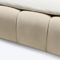 Nexo kontinentalseng – 160×200 cm, beige, med oppbevaring og myke organiske former
