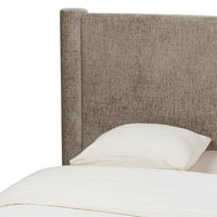 Zeni seng 160×200 – beige chenille med oppbevaring og høy gavl