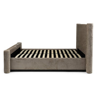 Zeni seng 160×200 – beige chenille med oppbevaring og høy gavl
