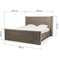 Zeni seng 160×200 – beige chenille med oppbevaring og høy gavl