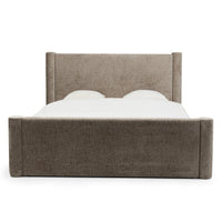 Zeni seng 160×200 – beige chenille med oppbevaring og høy gavl