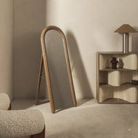 Speil Kunis – oval, stående, blank / lys brun/mokka / 60x160 cm