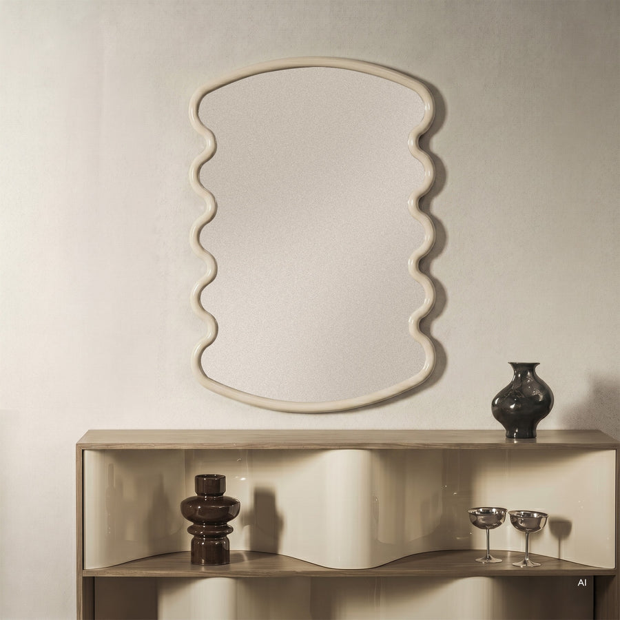 Speil Sierra – blank / lys beige / 120x80 cm