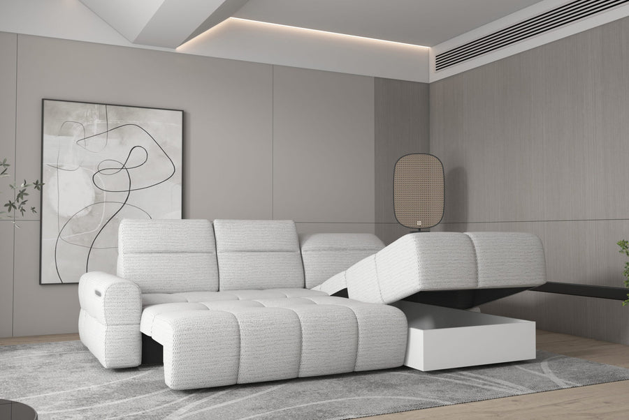 Mateo S hjørnesofa (273 × 183 cm) med elektrisk seteforlengelse og oppbevaring