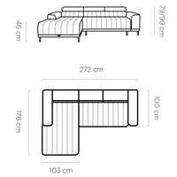 Caldo S 272×178 cm hjørnesofa med PUMA sovesystem