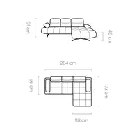 Falcao S Hjørnesofa 284×173 cm – Moderne Sofa med Justerbare Hodestøtter
