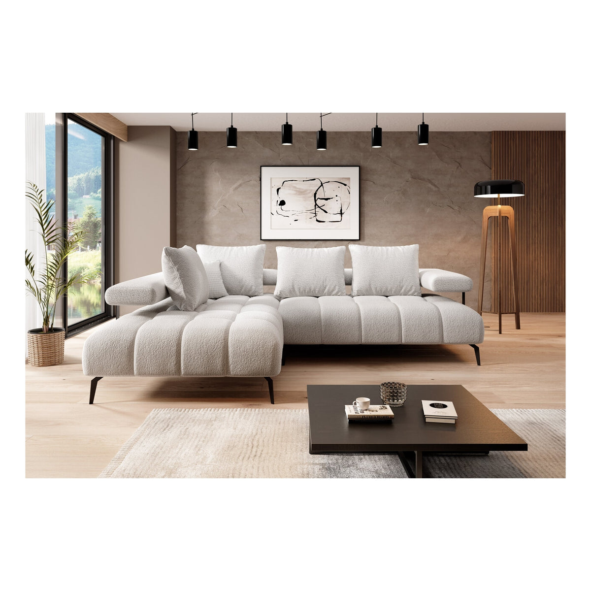 Magnetic L hjørnesofa – Moderne design med elektrisk setedybde og sovefunksjon