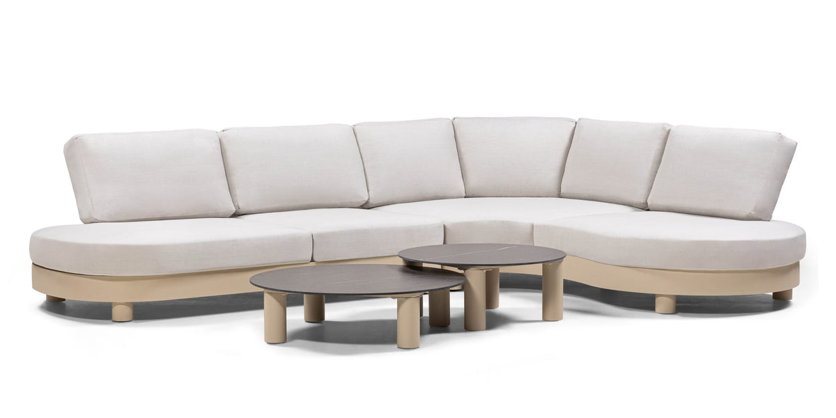 Santa Ana loungesett 166x205cm. buet hjørnesofa med 2 marmorbord