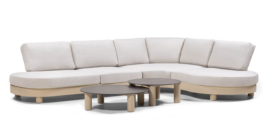 Santa Ana loungesett 166x205cm. buet hjørnesofa med 2 marmorbord