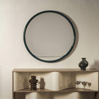 Speil Zelia – rund, blank / mørkegrønn / 100 cm