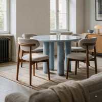Rundt spisebord Suri – høyglans / blå/grå / 120 cm