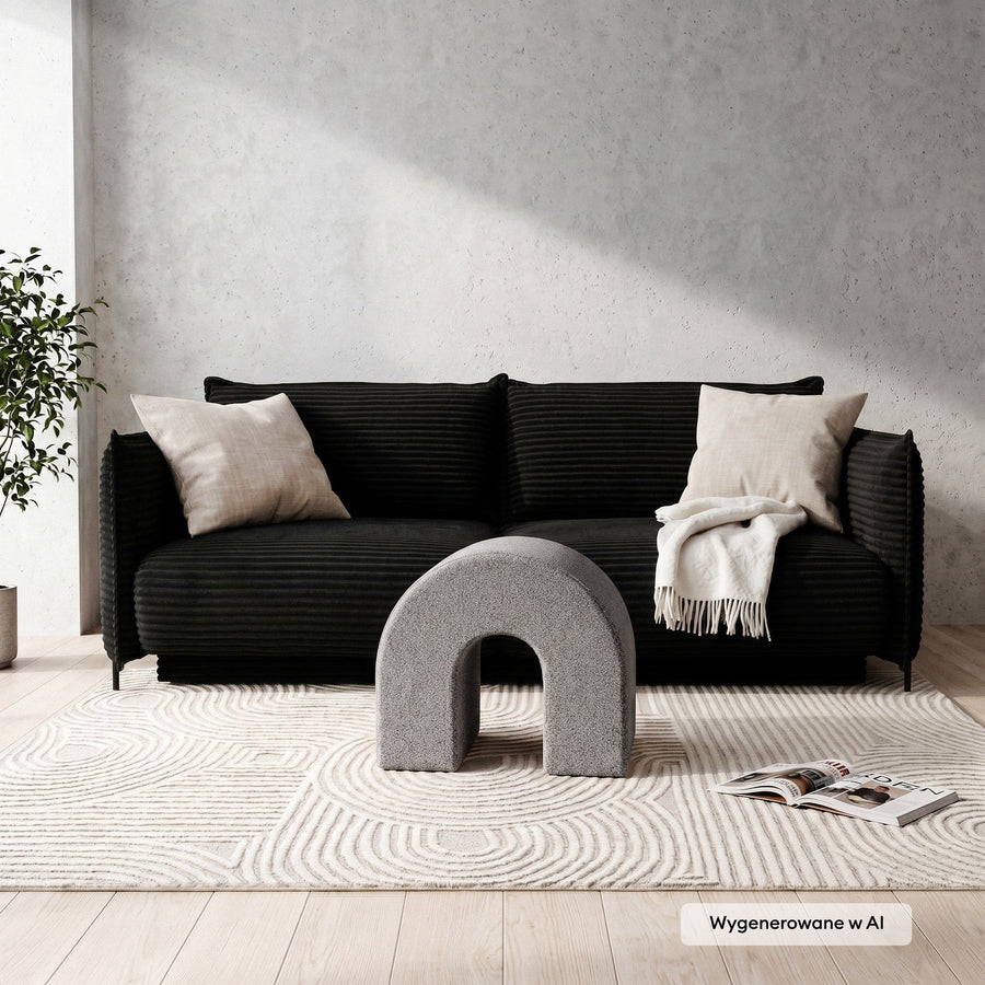Puff Arc – polstret / lys brun / rund