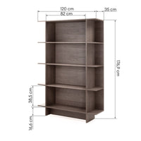 Kanso Bokhylle 120 x 35 x 176,9 cm – 4 Hyller Baltic Storm Oak Minimalistisk Design