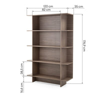 Kanso Bokhylle 120 x 35 x 176,9 cm – Pearl Oak 4 Hyller Minimalistisk Design