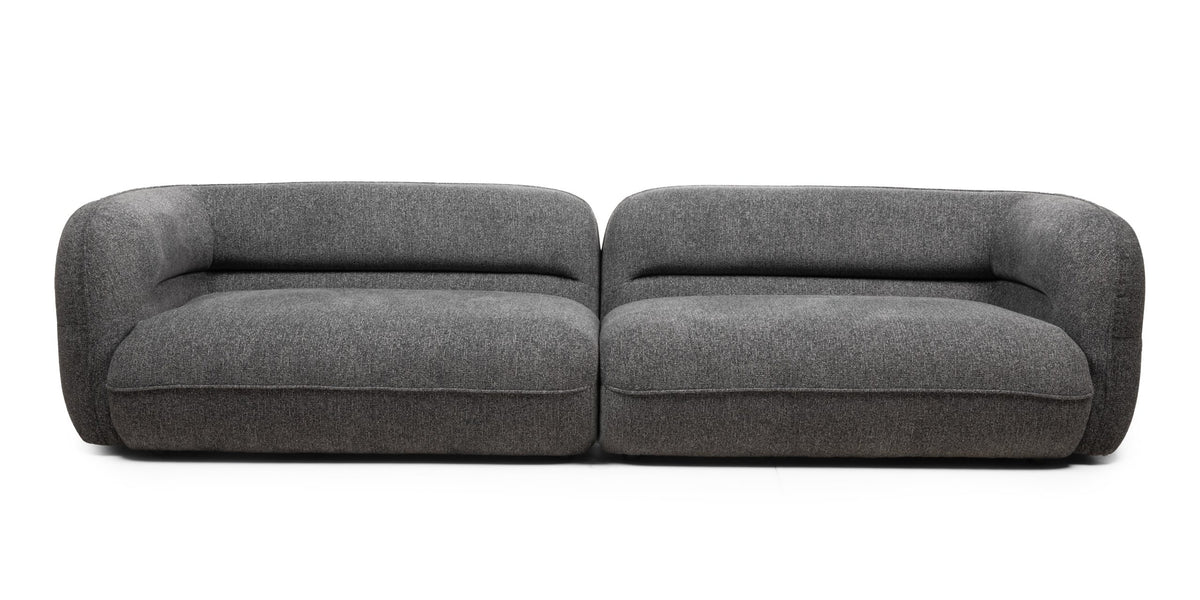 Luvio 4-seters sofa – grå chenille med myke, avrundede former