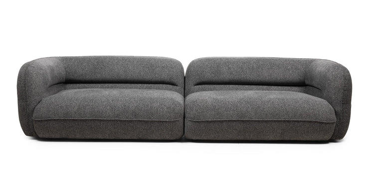 Luvio 4-seters sofa – grå chenille med myke, avrundede former