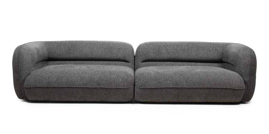 Luvio 4-seters sofa – grå chenille med myke, avrundede former